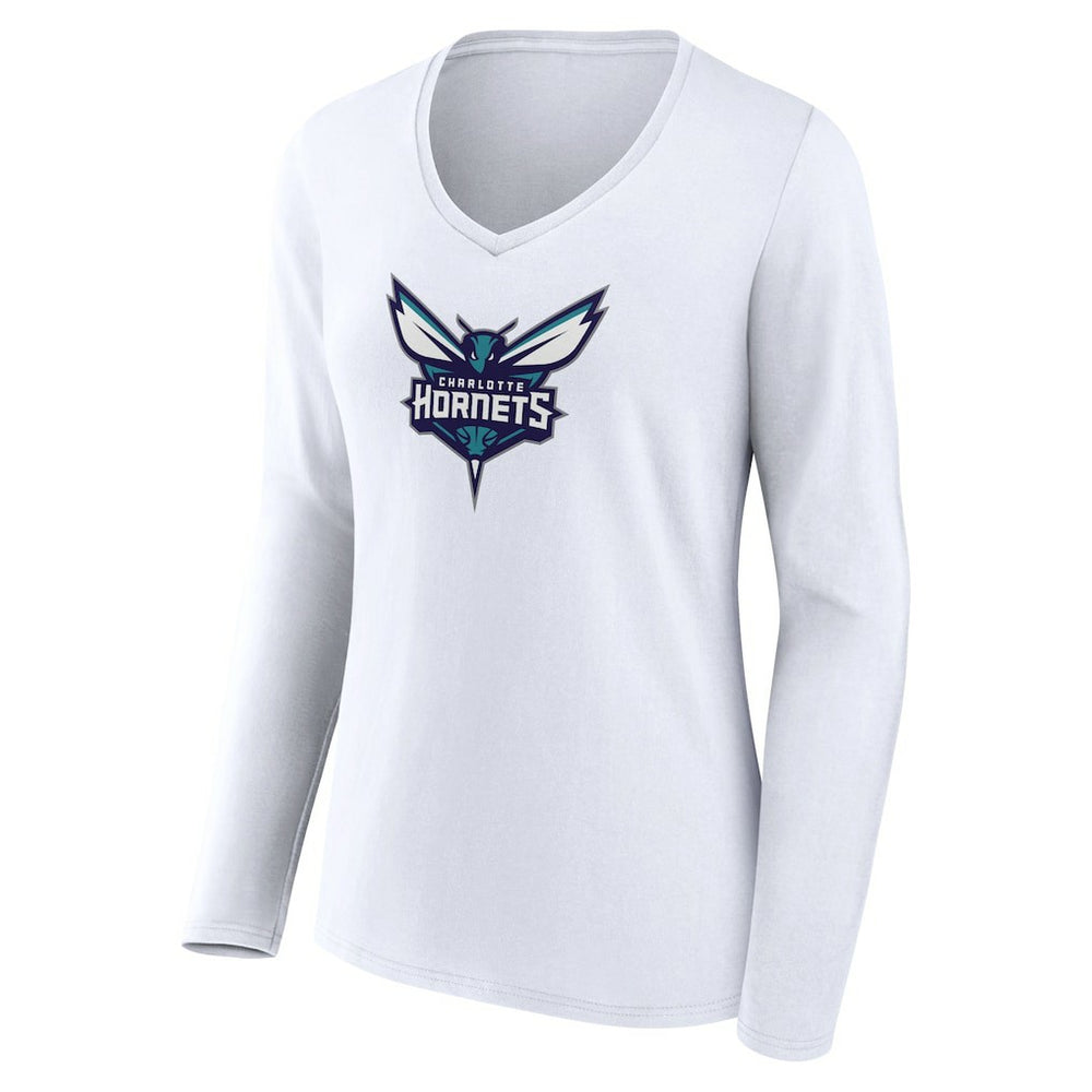 Charlotte Hornets Women's Logo Long Sleeve V-Neck T-Shirt