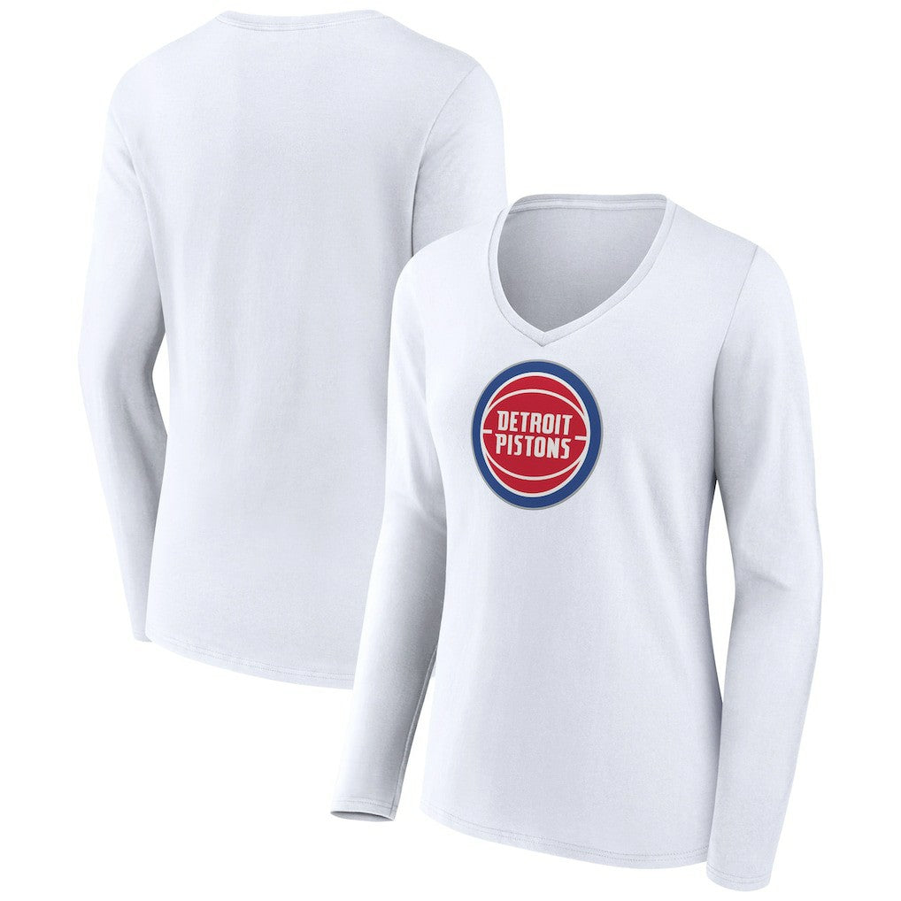 Detroit Pistons Women's Logo Long Sleeve V-Neck T-Shirt sale