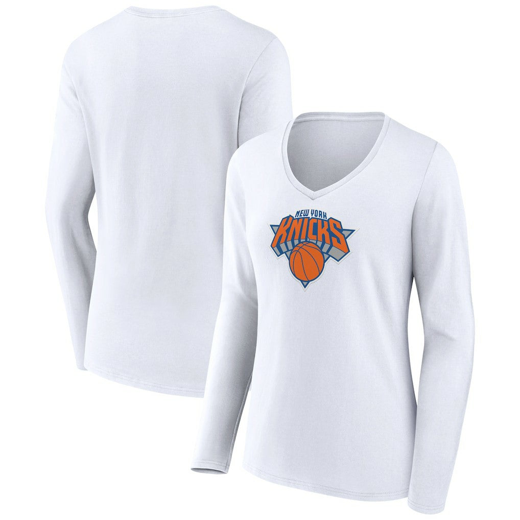 New York Knicks Women's Logo Long Sleeve V-Neck T-Shirt