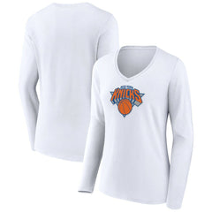 New York Knicks Women's Logo Long Sleeve V-Neck T-Shirt