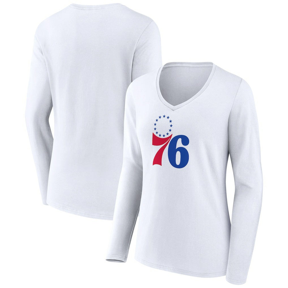 Philadelphia 76ers Women's Logo Long Sleeve V-Neck T-Shirt
