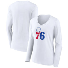 Philadelphia 76ers Women's Logo Long Sleeve V-Neck T-Shirt