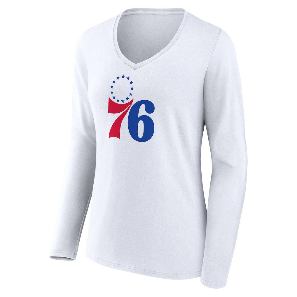 Philadelphia 76ers Women's Logo Long Sleeve V-Neck T-Shirt