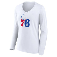 Philadelphia 76ers Women's Logo Long Sleeve V-Neck T-Shirt