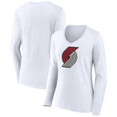 Portland Trail Blazers Women's Logo Long Sleeve V-Neck T-Shirt