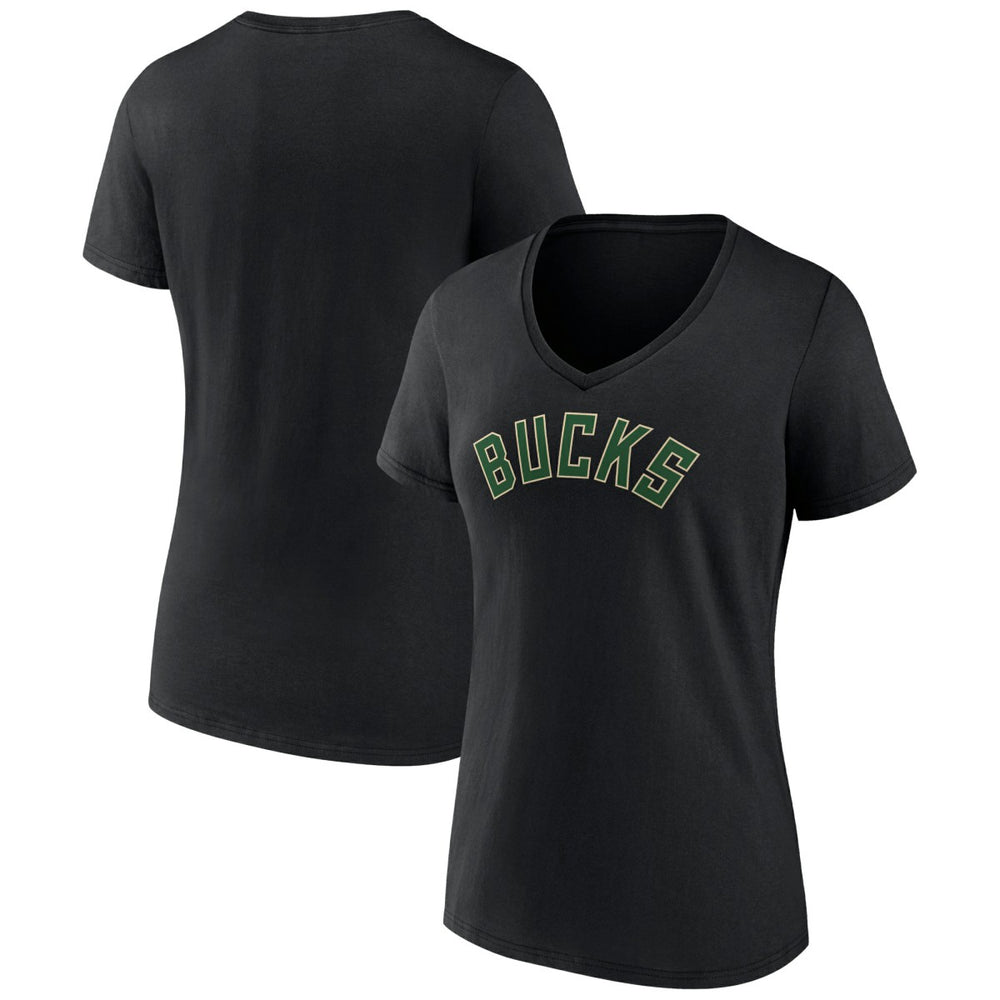 Milwaukee Bucks Women's Wordmark V-Neck T-Shirt