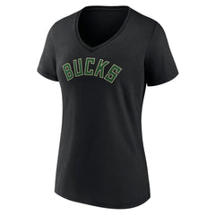 Milwaukee Bucks Women's Wordmark V-Neck T-Shirt