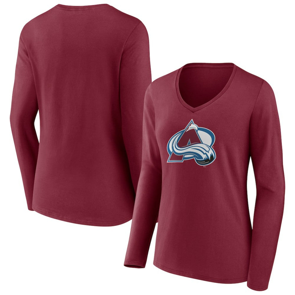 NHL Colorado Avalanche Women's Team Logo Long Sleeve V-Neck T-Shirt