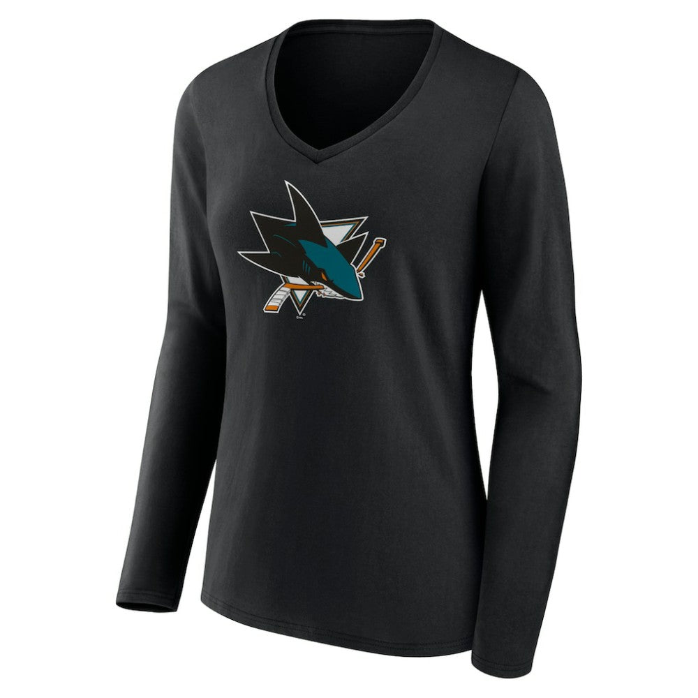 NHL San Jose Sharks Women's Team Logo Long Sleeve V-Neck T-Shirt