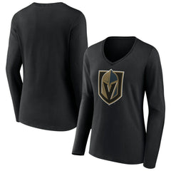 NHL Vegas Golden Knights Women's Team Logo Long Sleeve V-Neck T-Shirt