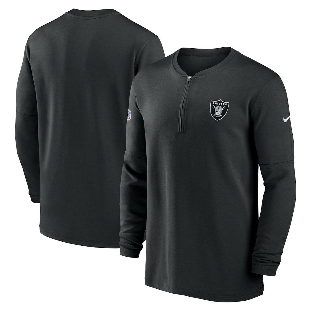 2023 Sideline Performance Long Sleeve Tri-Blend Quarter-Zip Top - Las Vegas Raiders Tops