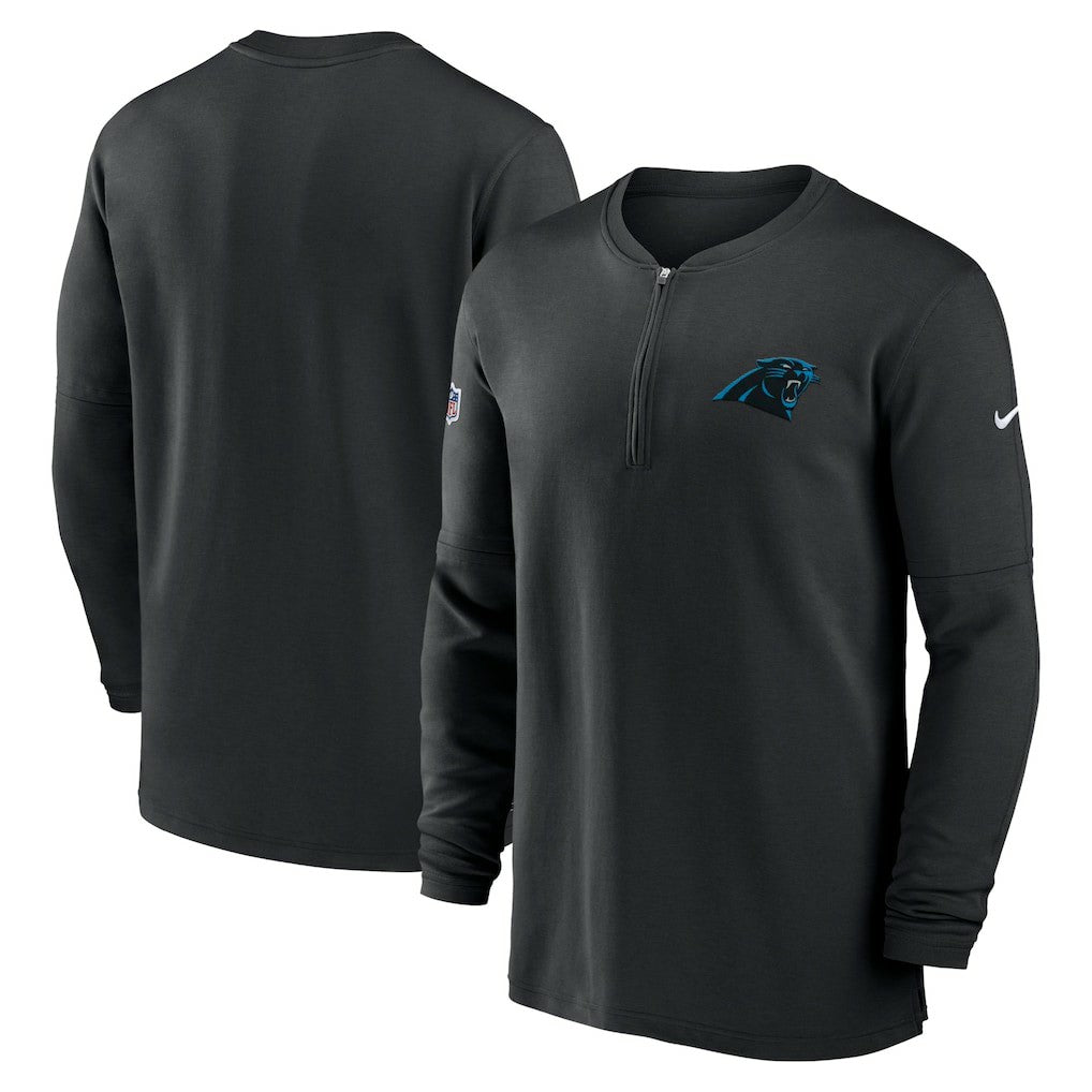 2023 Sideline Performance Long Sleeve Tri-Blend Quarter-Zip Top - Carolina Panthers Tops