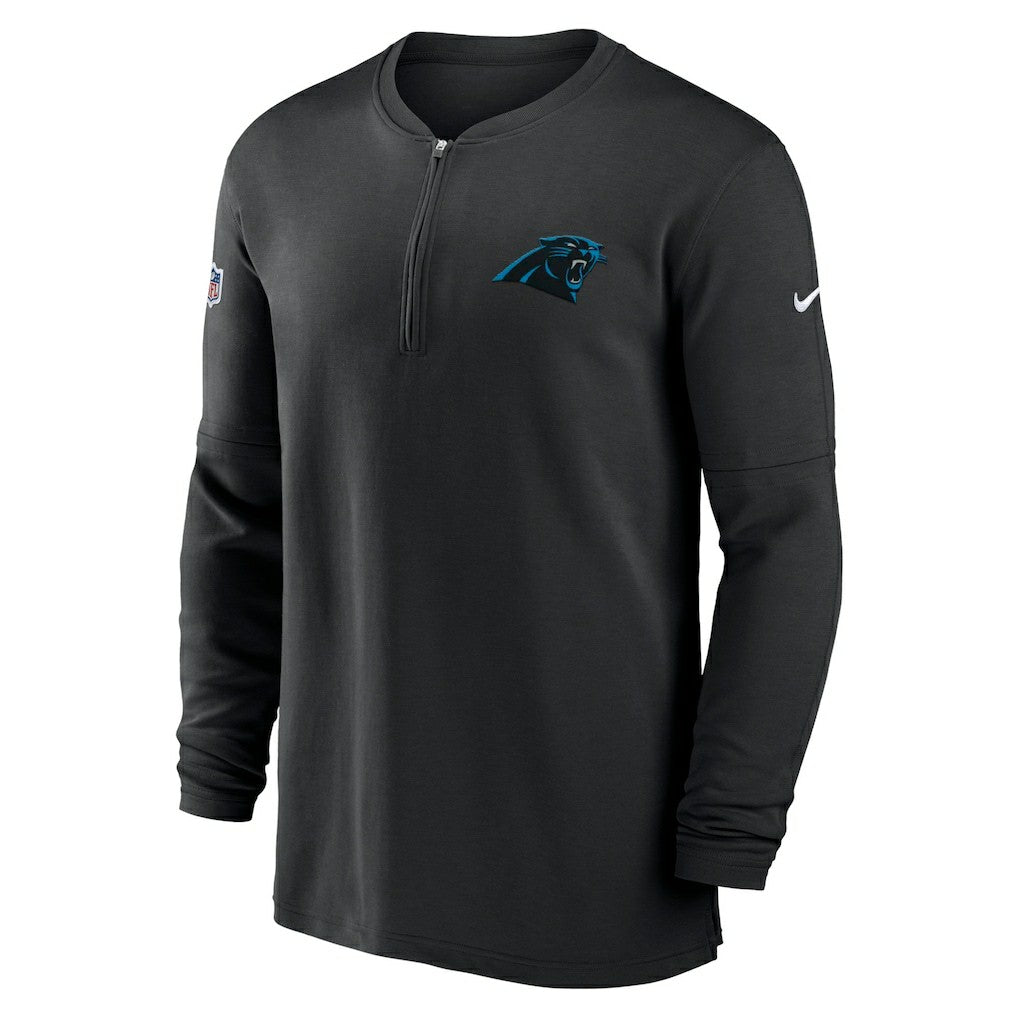 2023 Sideline Performance Long Sleeve Tri-Blend Quarter-Zip Top - Carolina Panthers Tops