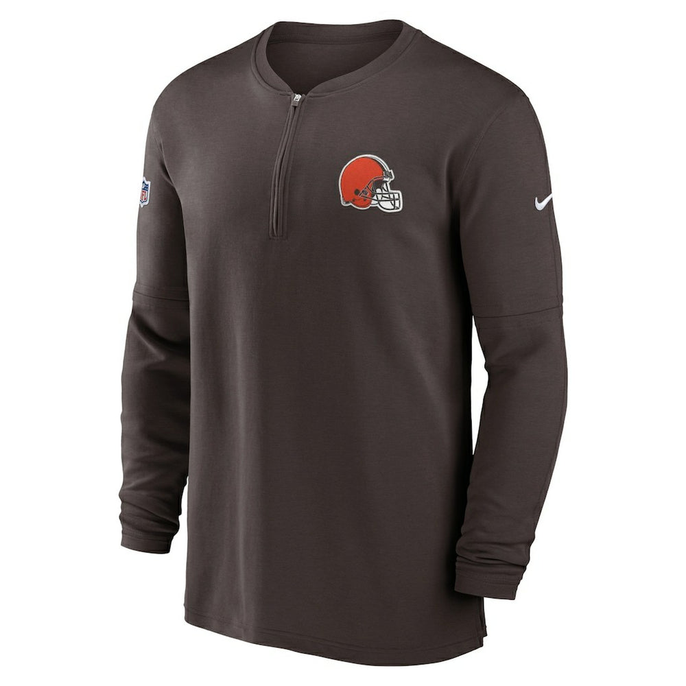 2023 Sideline Performance Long Sleeve Tri-Blend Quarter-Zip Top - Cleveland Browns Tops