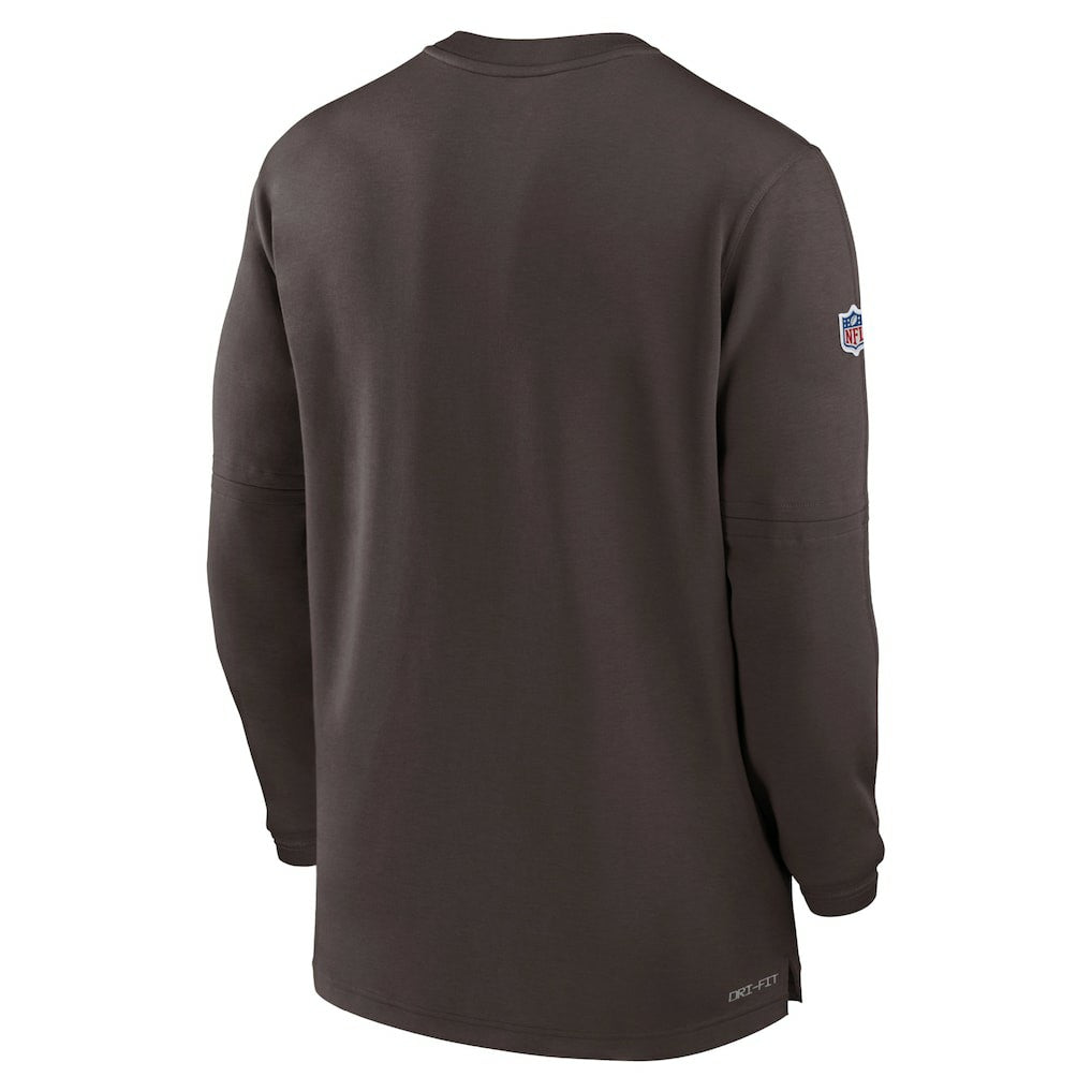 2023 Sideline Performance Long Sleeve Tri-Blend Quarter-Zip Top - Cleveland Browns Tops