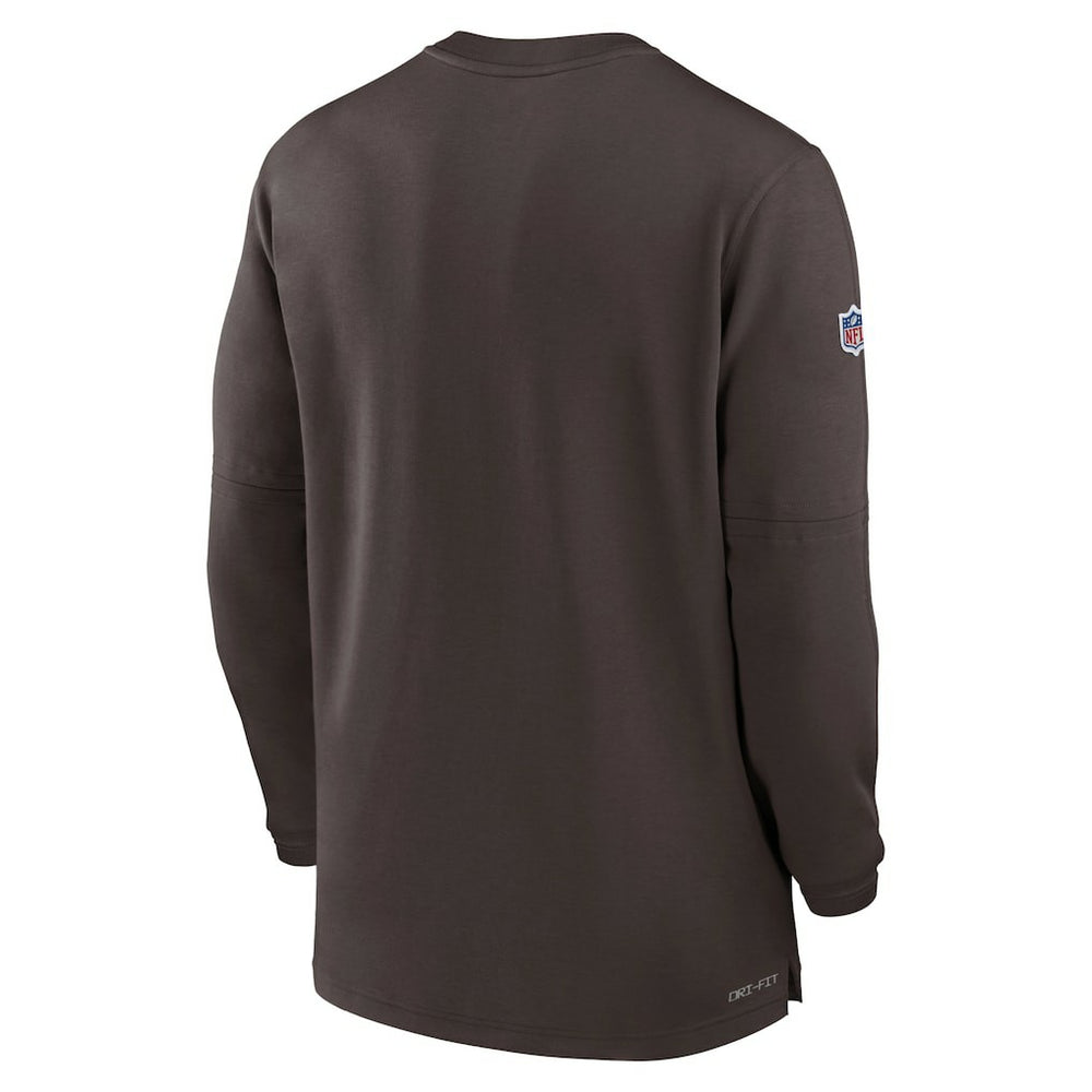 2023 Sideline Performance Long Sleeve Tri-Blend Quarter-Zip Top - Cleveland Browns Tops