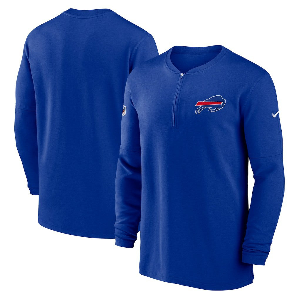 2023 Sideline Performance Long Sleeve Tri-Blend Quarter-Zip Top - Buffalo Bills Tops