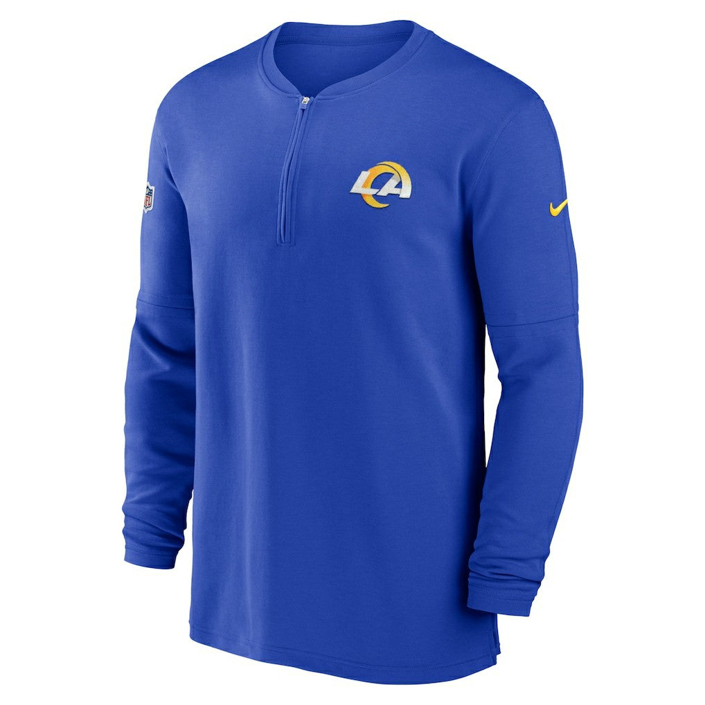 2023 Sideline Performance Long Sleeve Tri-Blend Quarter-Zip Top - Los Angeles Rams Tops