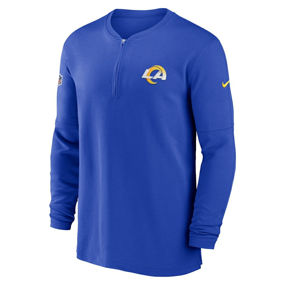 2023 Sideline Performance Long Sleeve Tri-Blend Quarter-Zip Top - Los Angeles Rams Tops