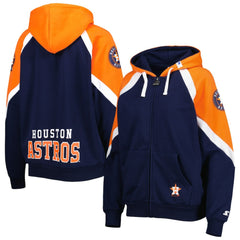 Navy/Orange Houston Astros Starter Women's Hail Mary Full-Zip Hoodie