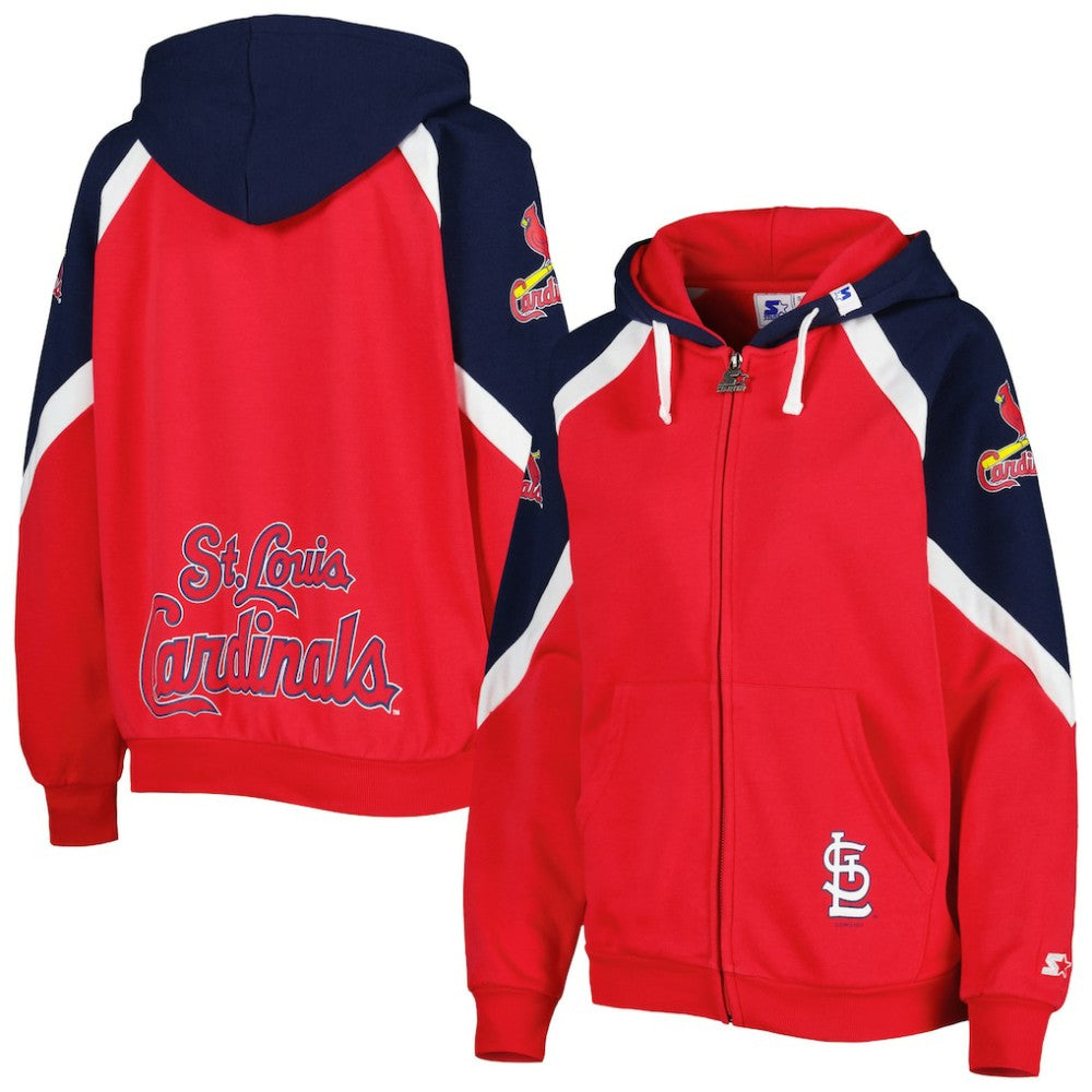 Red/Navy St. Louis Cardinals Starter Women's Hail Mary Full-Zip Hoodie