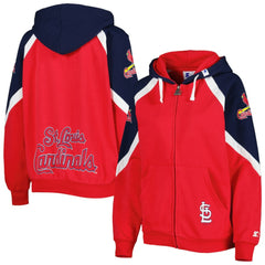 Red/Navy St. Louis Cardinals Starter Women's Hail Mary Full-Zip Hoodie