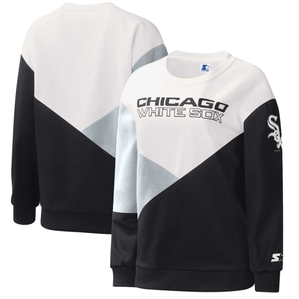 White/Black Chicago White Sox Starter Women's Shutout Pullover Sweatshirt