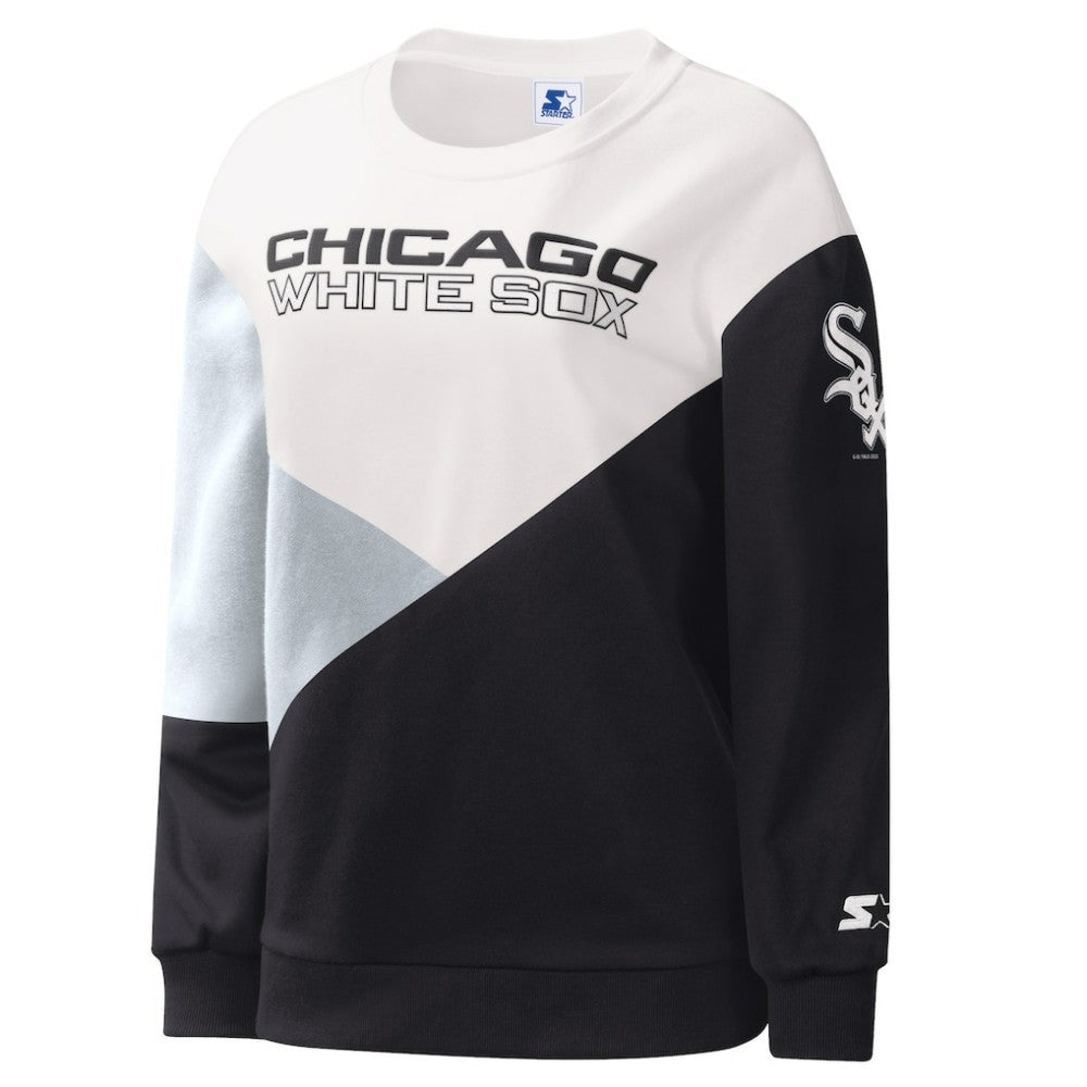 White/Black Chicago White Sox Starter Women's Shutout Pullover Sweatshirt