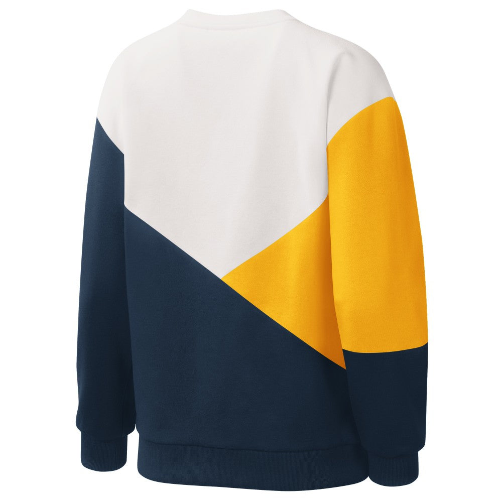 White/Navy Milwaukee Brewers Starter Women's Shutout Pullover Sweatshirt