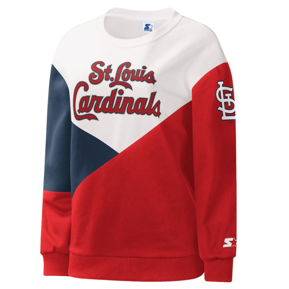 White/Red St. Louis Cardinals Starter Women's Shutout Pullover Sweatshirt
