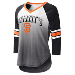 White/Black San Francisco Giants G-III 4Her by Carl Banks Women's Lead-Off Raglan 3/4-Sleeve V-Neck T-Shirt