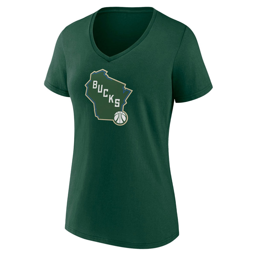 Milwaukee Bucks Women's Alternate Logo V-Neck T-Shirt