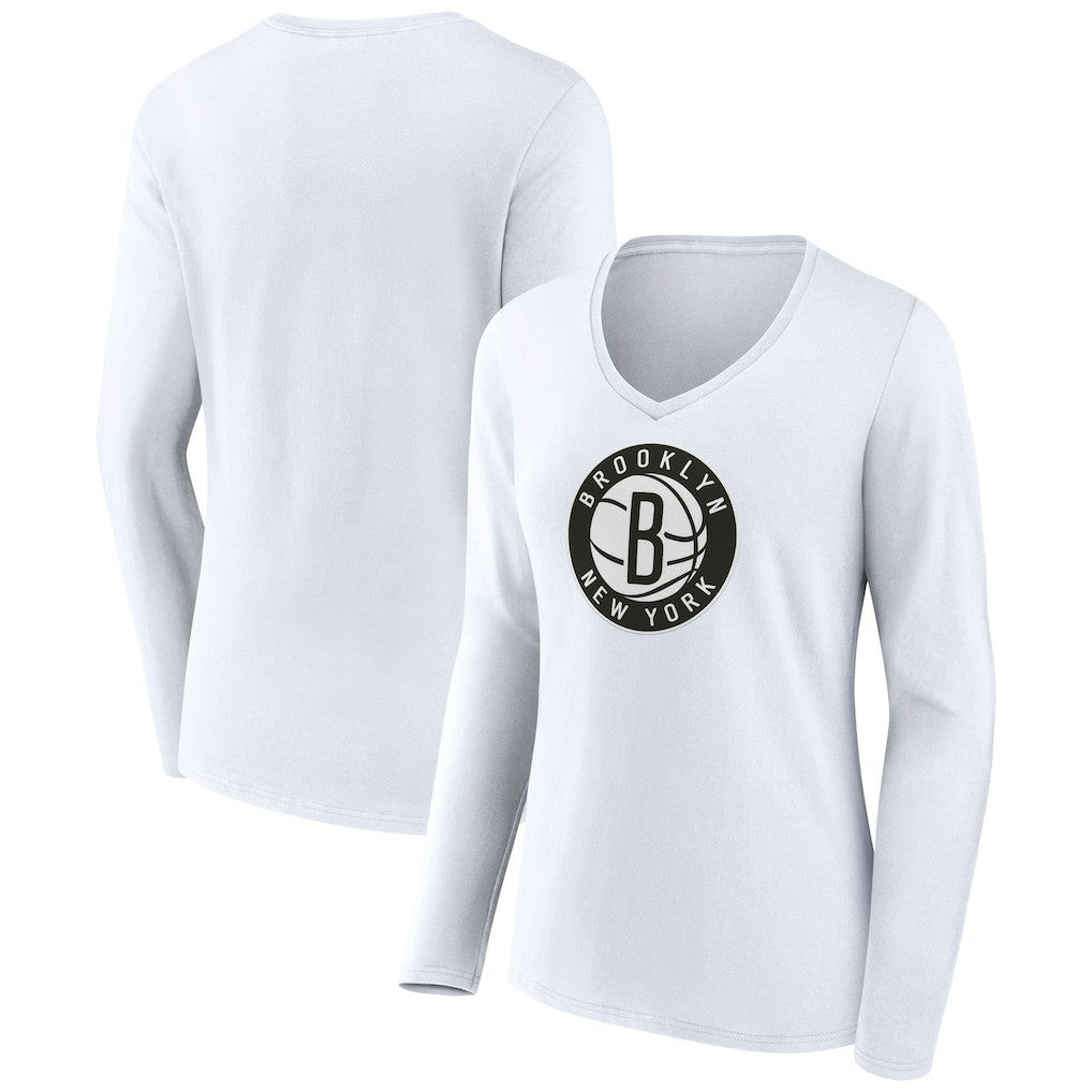Brooklyn Nets Women's Alternate Logo V-Neck Long Sleeve T-Shirt