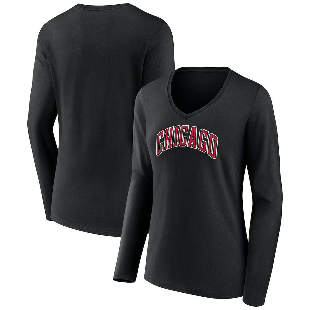 Chicago Bulls Women's Alternate Logo V-Neck Long Sleeve T-Shirt sale
