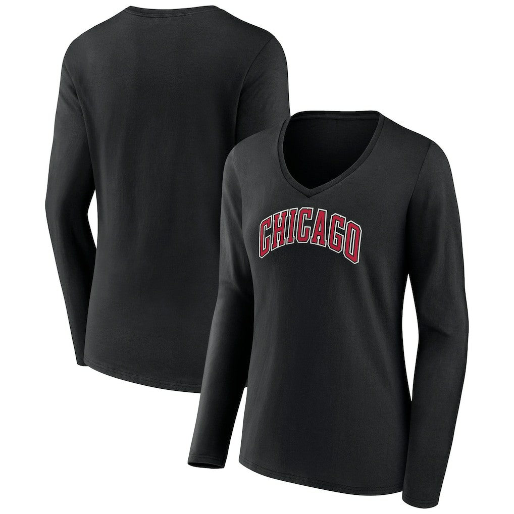 Chicago Bulls Women's Alternate Logo V-Neck Long Sleeve T-Shirt sale