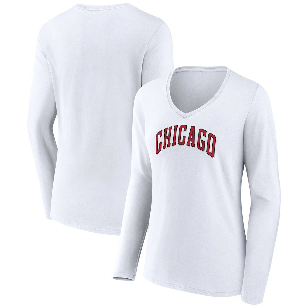 Chicago Bulls Women's Alternate Logo V-Neck Long Sleeve T-Shirt sale