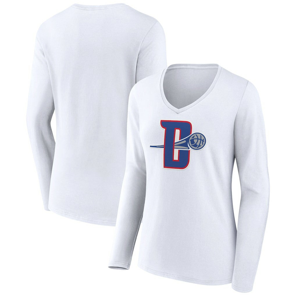 Detroit Pistons Women's Alternate Logo V-Neck Long Sleeve T-Shirt sale