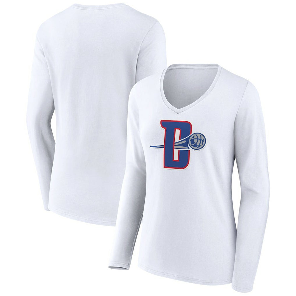 Detroit Pistons Women's Alternate Logo V-Neck Long Sleeve T-Shirt sale