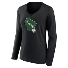 Milwaukee Bucks Women's Alternate Logo V-Neck Long Sleeve T-Shirt