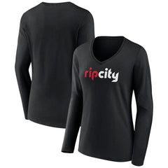 Portland Trail Blazers Women's Alternate Logo V-Neck Long Sleeve T-Shirt