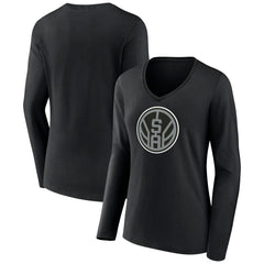 San Antonio Spurs Women's Alternate Logo V-Neck Long Sleeve T-Shirt