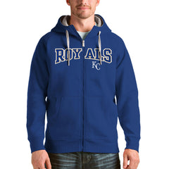 Royal Kansas City Royals Antigua Team Logo Victory Full-Zip Hoodie