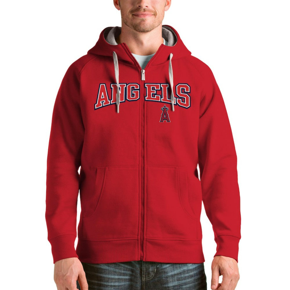 Red Los Angeles Angels Antigua Team Logo Victory Full-Zip Hoodie
