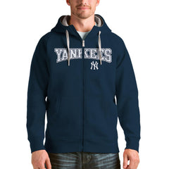 Navy New York Yankees Antigua Team Logo Victory Full-Zip Hoodie