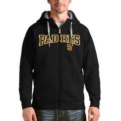 Black San Diego Padres Antigua Team Logo Victory Full-Zip Hoodie