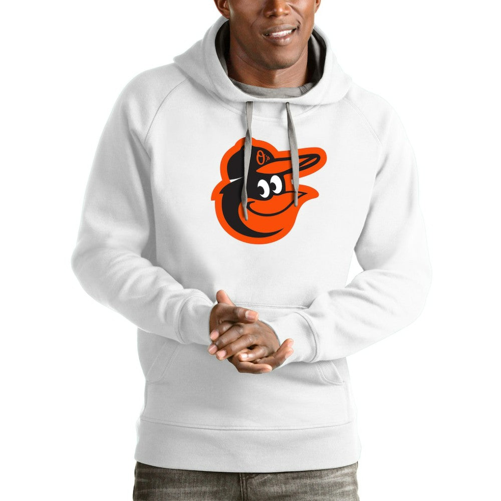 White Baltimore Orioles Antigua Victory Pullover Team Logo Hoodie
