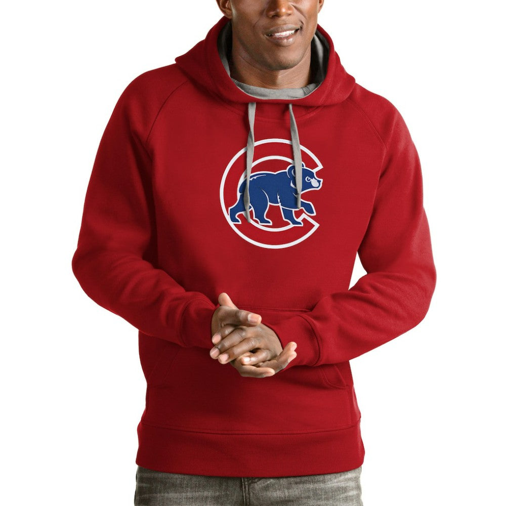 Red Chicago Cubs Antigua Victory Pullover Team Logo Hoodie