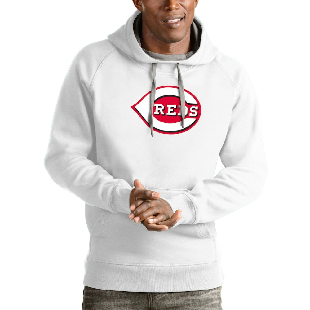 White Cincinnati Reds Antigua Victory Pullover Team Logo Hoodie