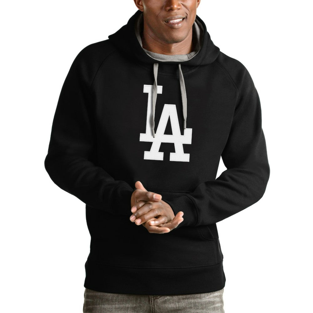 Black Los Angeles Dodgers Antigua Victory Pullover Team Logo Hoodie