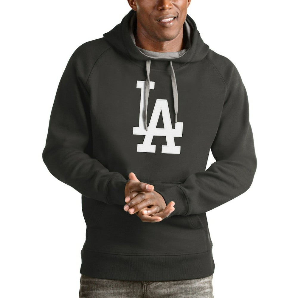 Charcoal Los Angeles Dodgers Antigua Victory Pullover Team Logo Hoodie